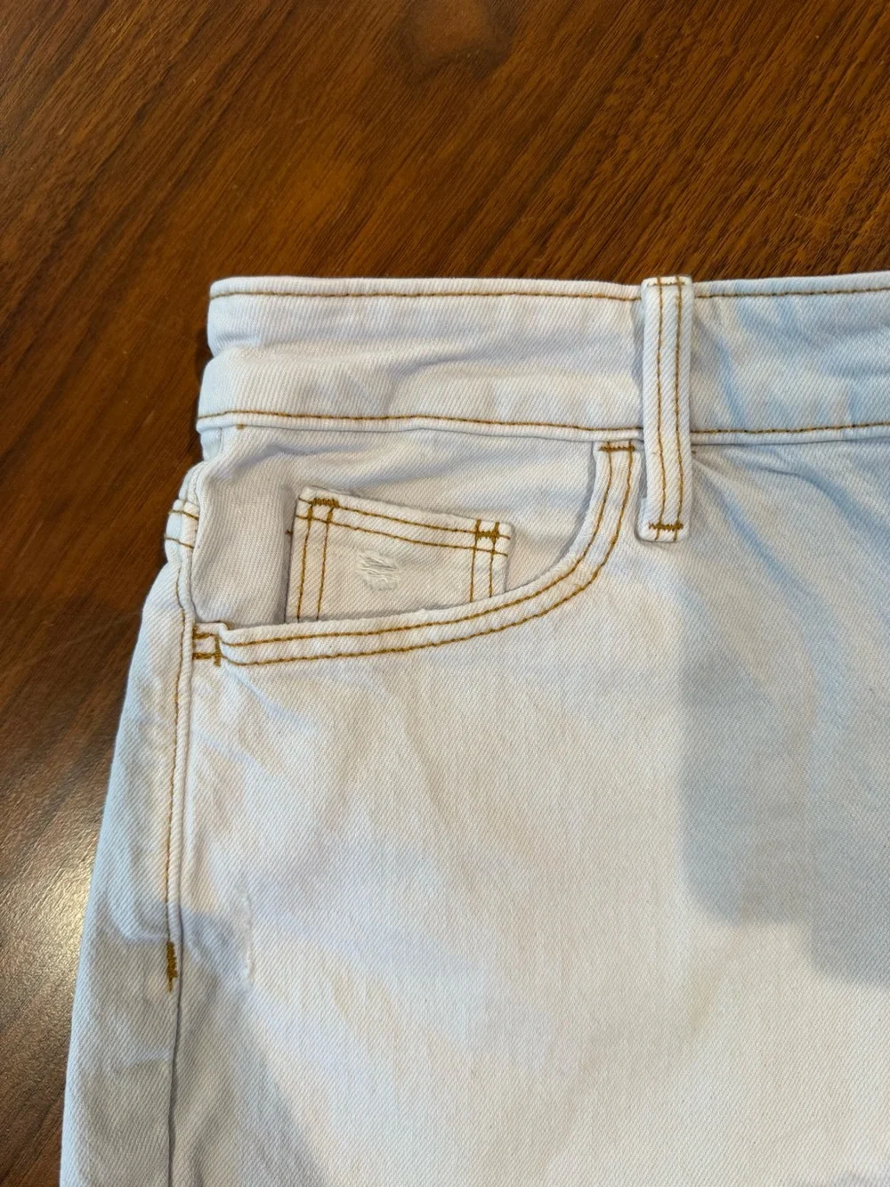 High-Rise White Denim Shorts